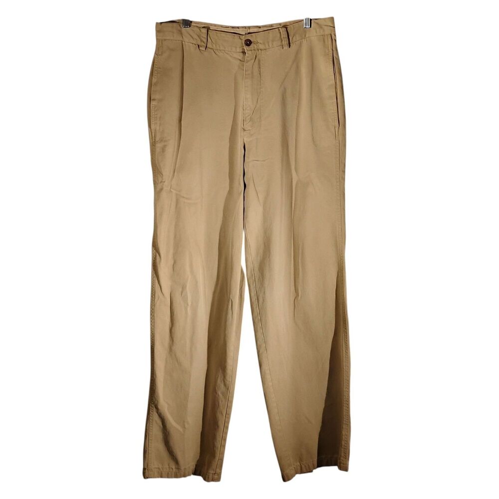 Tommy Bahama pants mens 34x32 khaki tan relaxed fit chino tencel blend flat